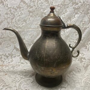 Antique Middle Eastern Metal Tea Kettle- Teapot 14in H x 13in W