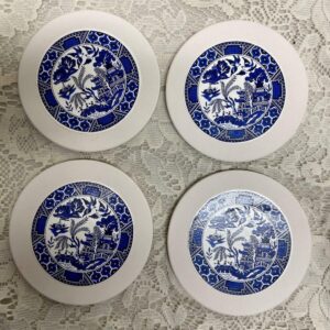 4pc Blue Willow Heavy Ceramics Coasters