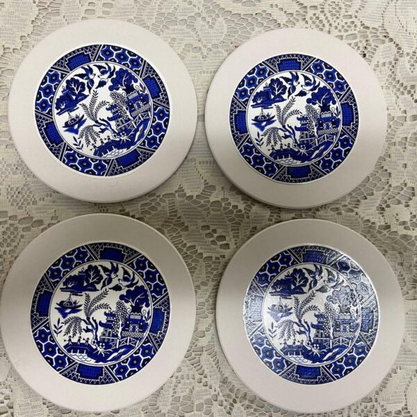 4pc Blue Willow Heavy Ceramics Coasters