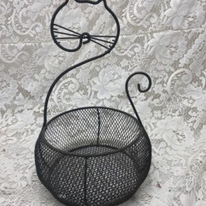 Vintage, Cat Shape What Not Metal Stand-Basket 11in H x 6in W