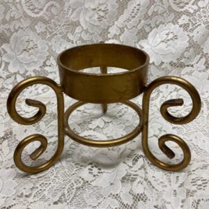 Vintage, Brass Metal Candle, Planter, Vase Stand 5in x 8in D