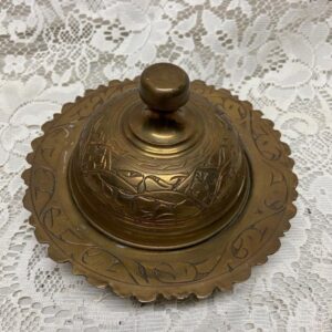 Vintage, Brass Metal Covered Butter Dish 4.5in x 6in D