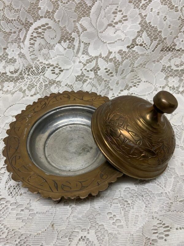 Vintage, Brass Metal Covered Butter Dish 4.5in x 6in D