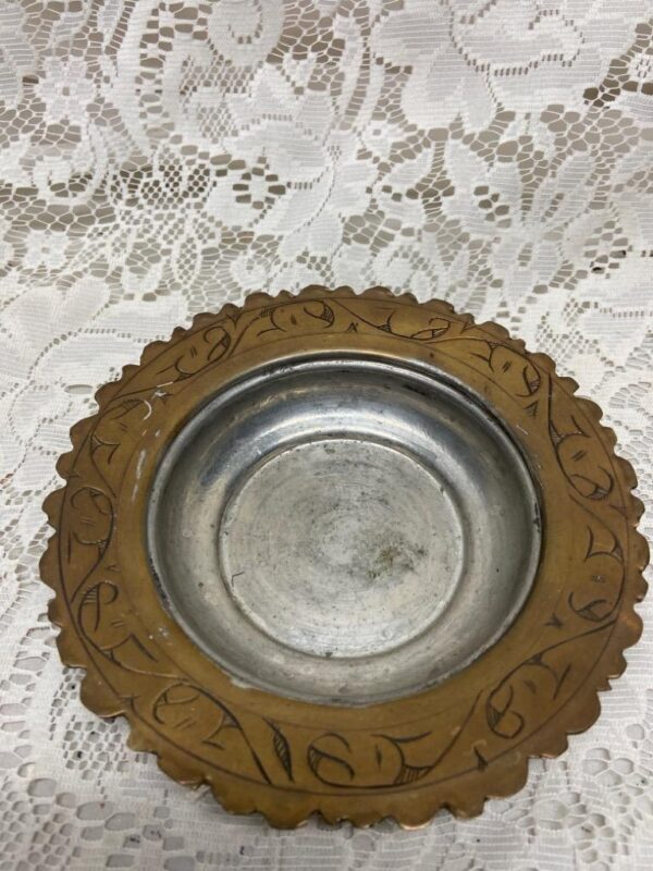 Vintage, Brass Metal Covered Butter Dish 4.5in x 6in D