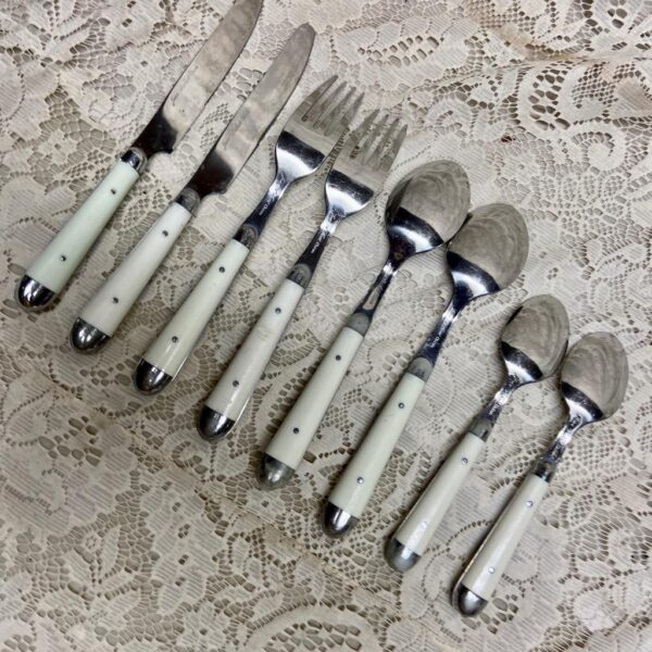 Vintage, Jean Dubost 8-pc Quality Blue Willow Flatware, Service fo 2