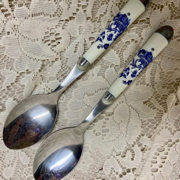 Vintage, Jean Dubost 8-pc Quality Blue Willow Flatware, Service fo 2