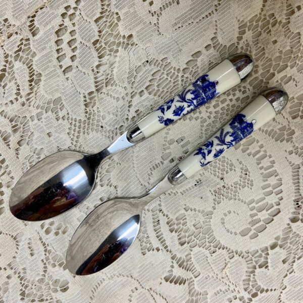 Vintage, Jean Dubost 8-pc Quality Blue Willow Flatware, Service fo 2