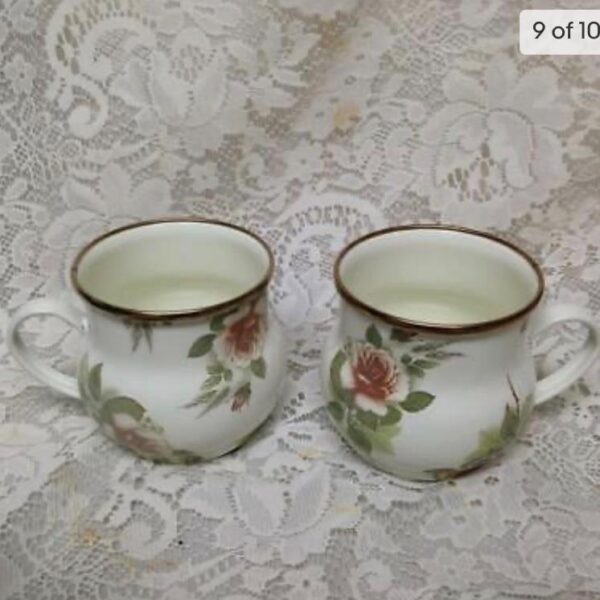 Vintage, MacKenzie Childs White Floral Enamelware 7pcTea Set