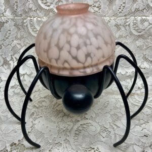 Vintage, 2pc Figural Spider Candle Lamp Stand 12in H x 12in D