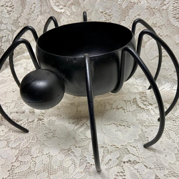 Vintage, 2pc Figural Spider Candle Lamp Stand 12in H x 12in D