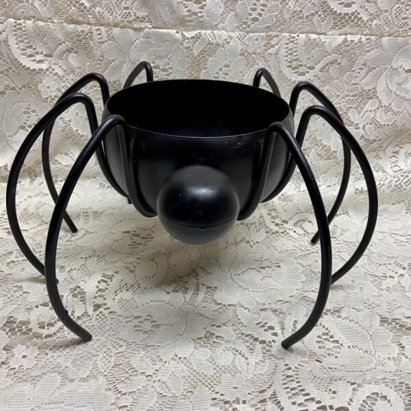 Vintage, 2pc Figural Spider Candle Lamp Stand 12in H x 12in D