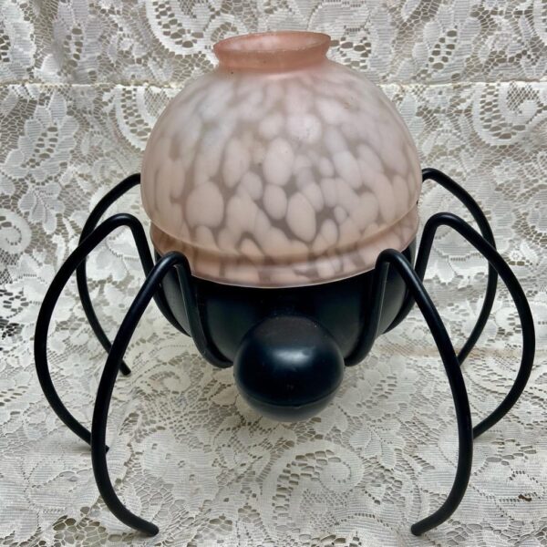 Vintage, 2pc Figural Spider Candle Lamp Stand 12in H x 12in D