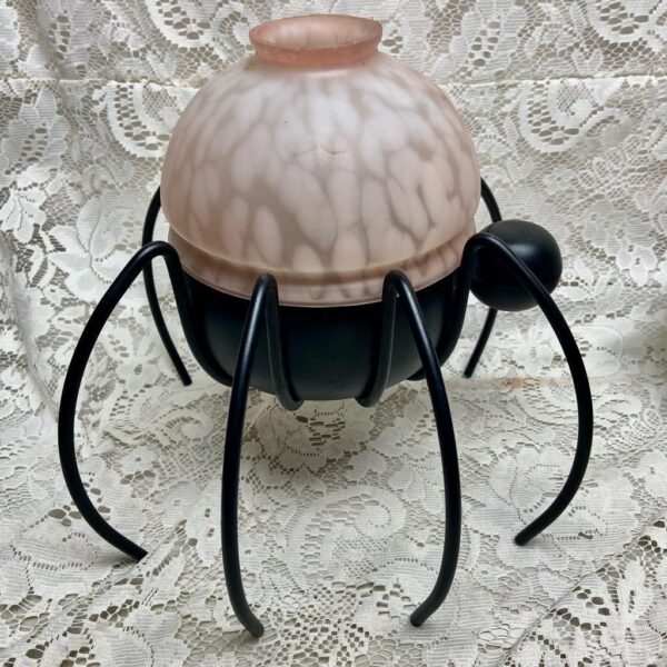 Vintage, 2pc Figural Spider Candle Lamp Stand 12in H x 12in D