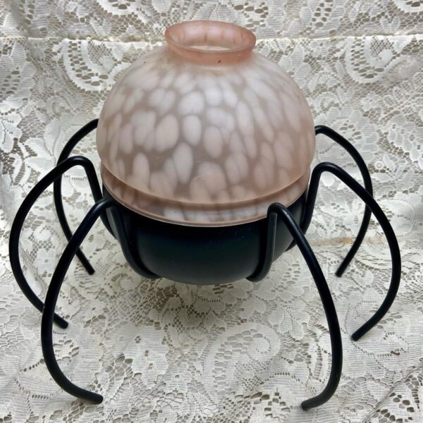 Vintage, 2pc Figural Spider Candle Lamp Stand 12in H x 12in D