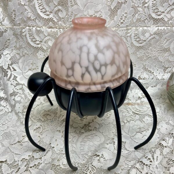 Vintage, 2pc Figural Spider Candle Lamp Stand 12in H x 12in D