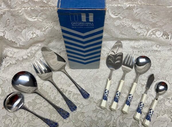 Vintage, 5-pc Oxford Hall Japan Blue Willow Hostess Set