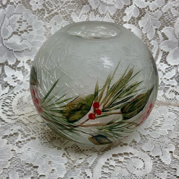 Vintage, Blown, Crackle Rose Bowl or Christmas Candle Stand