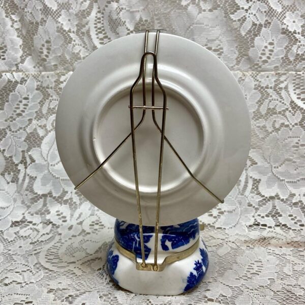 Vintage, Rare, Beautiful 4-pc Blue Willow Oil Lamp with Reflector 9.5in x 6in