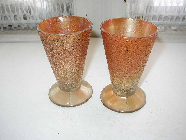 Vintage 2-pc set Carnival Glass for Juice or Sundae