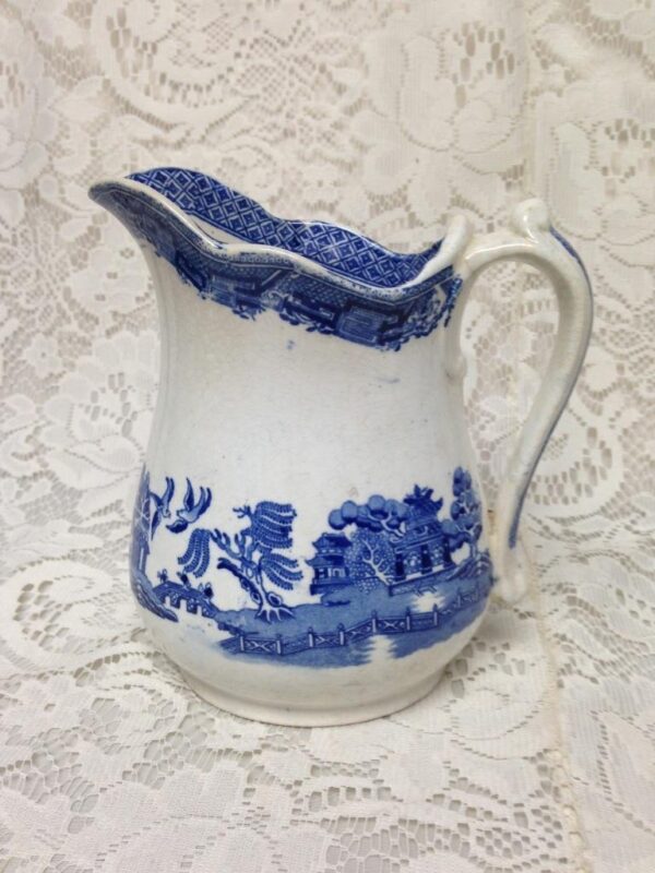 Vintage, Rare, Edge Malkin, England, Blue Willow 6.5in Pitcher, 3.5in Tumblers