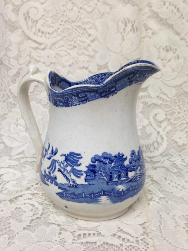 Vintage, Rare, Edge Malkin, England, Blue Willow 6.5in Pitcher, 3.5in Tumblers