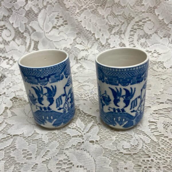 Vintage, Rare, Edge Malkin, England, Blue Willow 6.5in Pitcher, 3.5in Tumblers