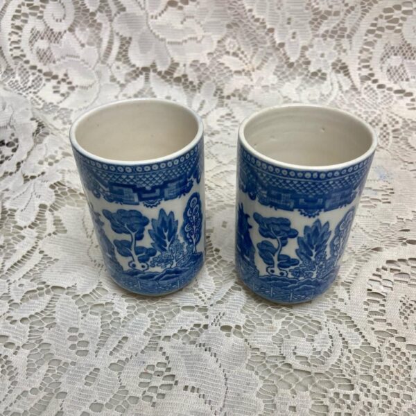 Vintage, Rare, Edge Malkin, England, Blue Willow 6.5in Pitcher, 3.5in Tumblers