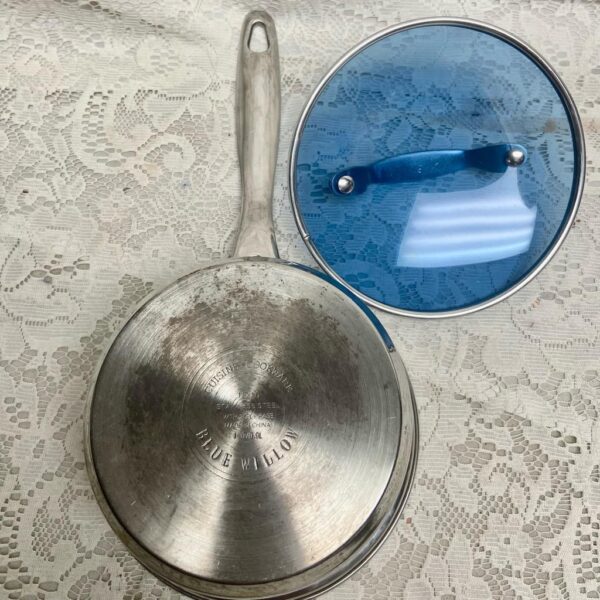 Blue Willow, Stainless Steel- Covered Sauce Pan 13.5inL x 6.5inD x 4.5inH