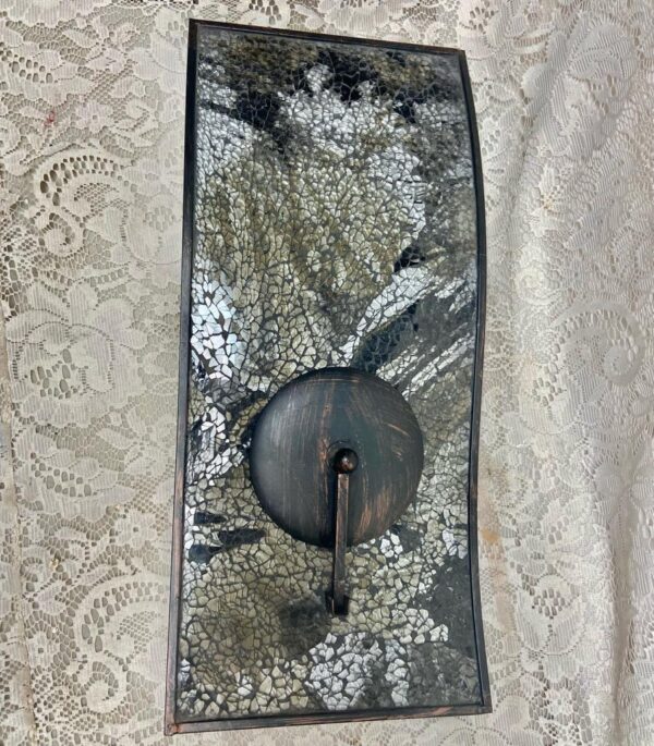 Vintage, Black-Gray-White Mosaic Glass, Metal Wall Sconce. 19in L x 8in W