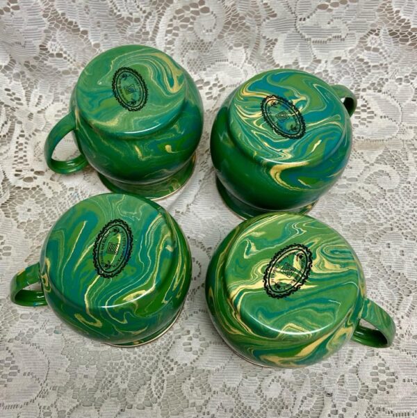 1995 Camp MacKenzie Childs Ltd., Green Marble Enamelware, 8pcTea or CampSet