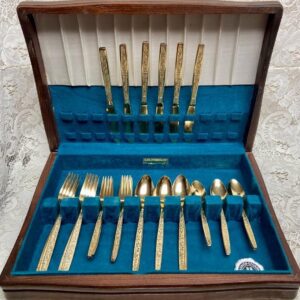 Vintage, 29-pc Rogers, Korea Gold Plated Flatware Service for 6 with Box