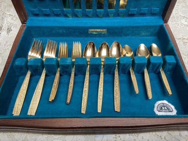 Vintage, 29-pc Rogers, Korea Gold Plated Flatware Service for 6 with Box