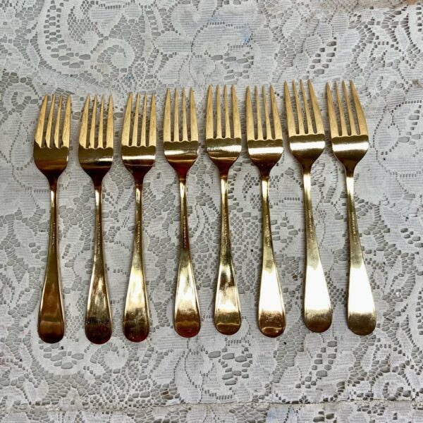 Vintage, 32-pc Holly Berry Japan Gold Plated Flatware, Service for 8 with Box