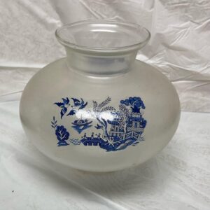 Vintage Blue Willow Frosted Squat Lamp Shade