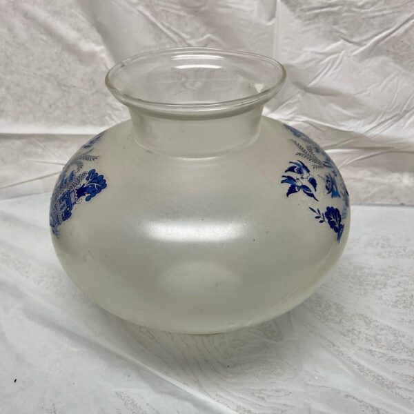 Vintage Blue Willow Frosted Squat Lamp Shade