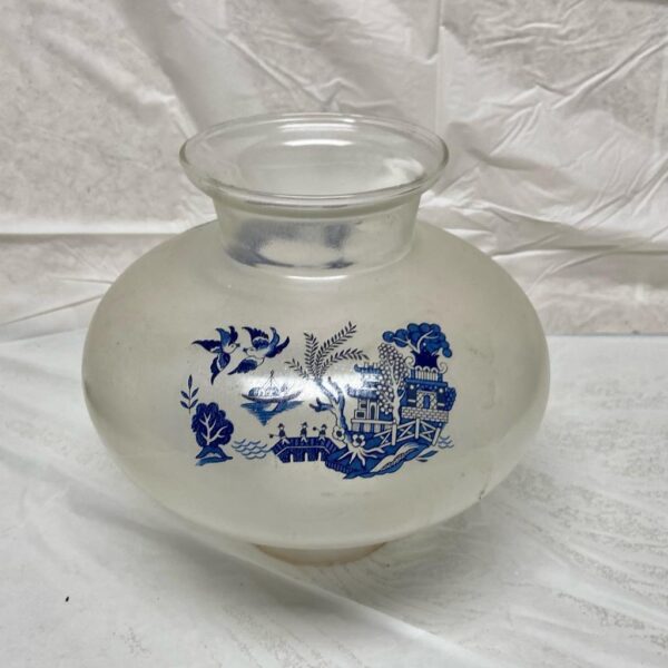 Vintage Blue Willow Frosted Squat Lamp Shade