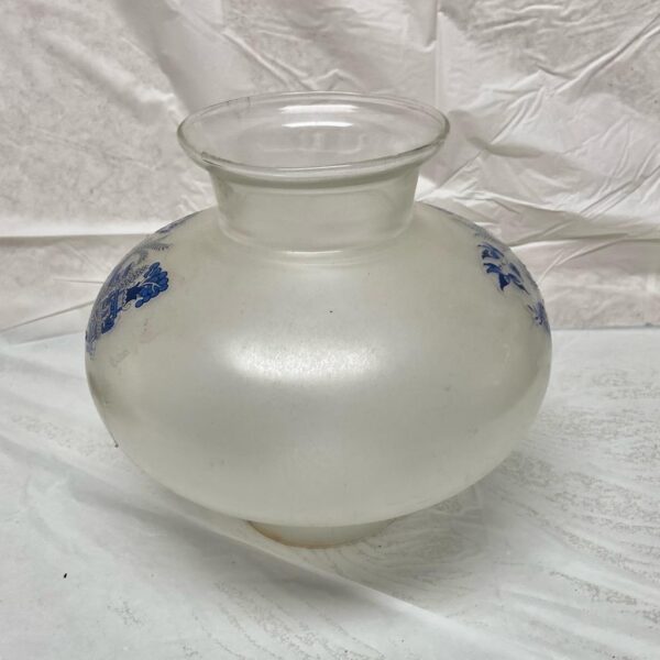 Vintage Blue Willow Frosted Squat Lamp Shade