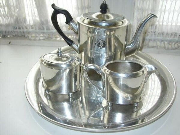 Vintage Steiff Pewter ATA Presentation Coffee -Tea Set (2)