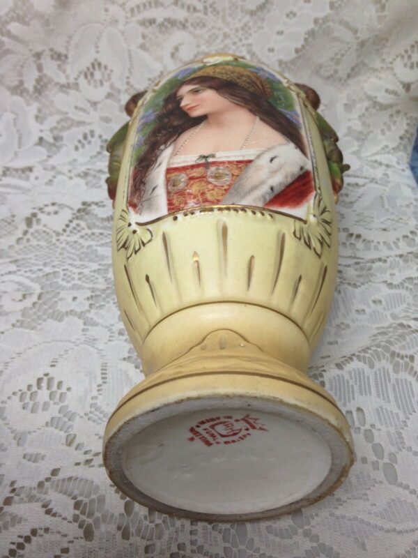 Antique, 10in x 5.5in Austrian Whiteware, Royal Rex Tima Portrait Vase