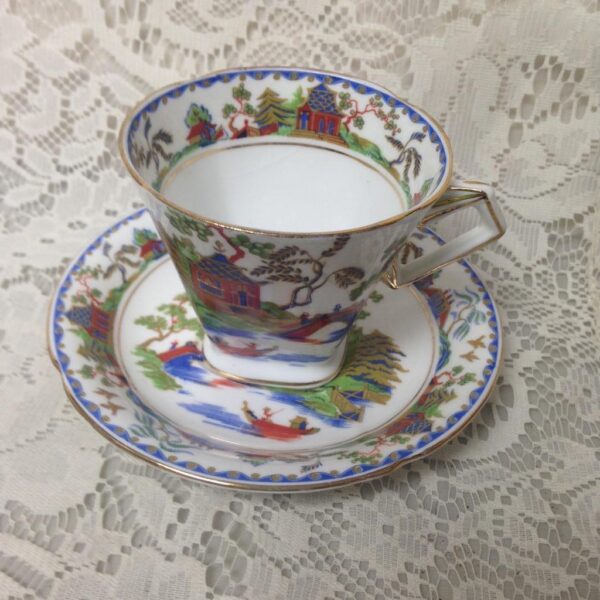 Vintage, Standard China, England,Gaudy Blue Willow Trio Tea Set-Cup, Saucer, BP