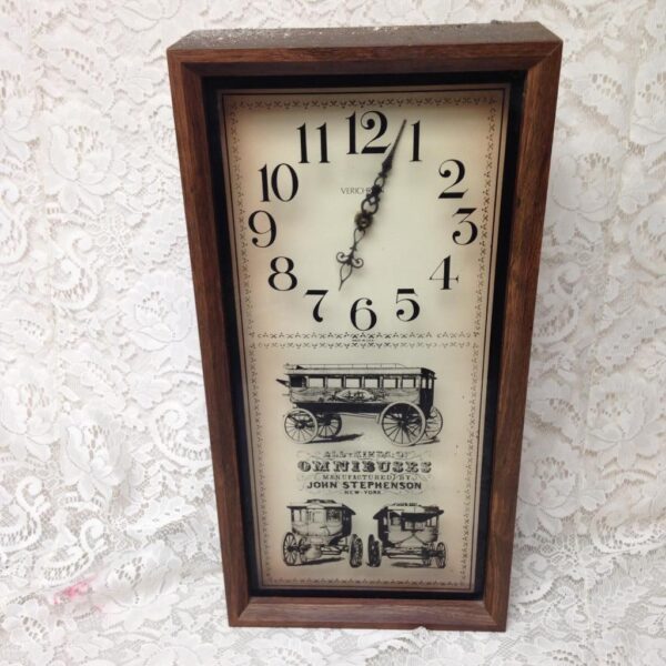 Vintage, John Stephenson Omnibus- Verichron Clock 19.5in x 12in x 4in