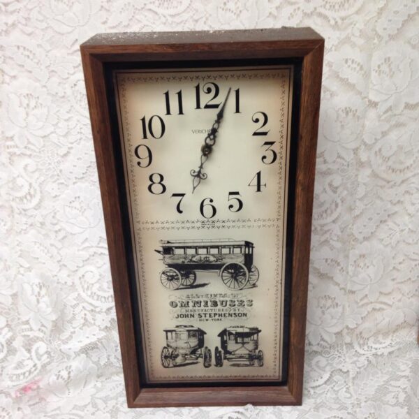 Vintage, John Stephenson Omnibus- Verichron Clock 19.5in x 12in x 4in