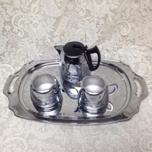 Vintage, Rare, England, Willoware, Swan Chromalin Brand, 4-pc Chrome Tea Set