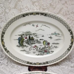 Vintage, Rare, Myott, England,Variant, Gaudy Blue Willow, 14.5x11.5 Meat Platter