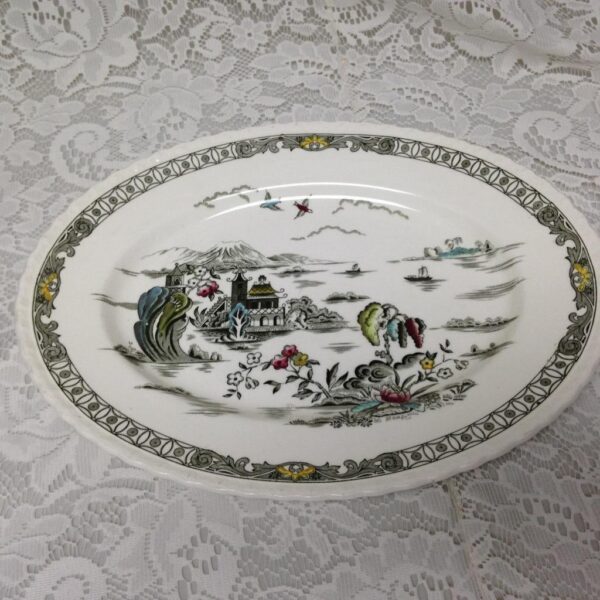 Vintage, Rare, Myott, England,Variant, Gaudy Blue Willow, 14.5x11.5 Meat Platter