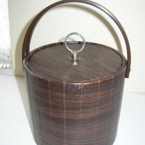 Vintage Barware, 1960s Wood Grain Ice Bucket 9in x 8in