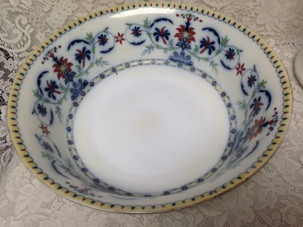 Vintage Rare Bisto-England, Flow Blue Floral XL 16in Wash Bowl-9.5in Pitcher Set