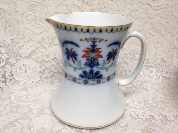 Vintage Rare Bisto-England, Flow Blue Floral XL 16in Wash Bowl-9.5in Pitcher Set