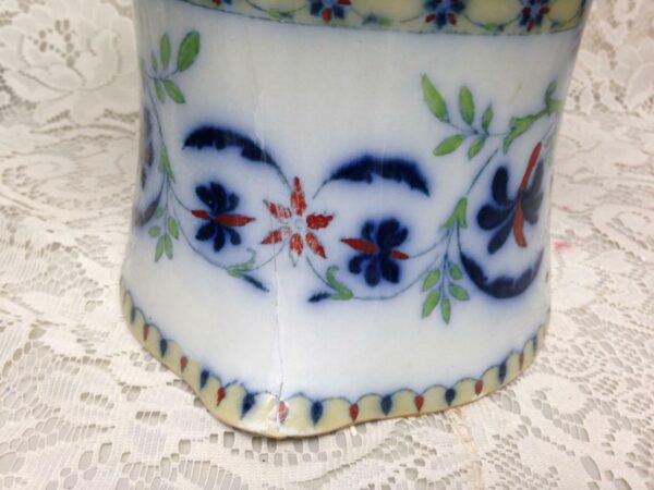 Vintage Rare Bisto-England, Flow Blue Floral XL 16in Wash Bowl-9.5in Pitcher Set