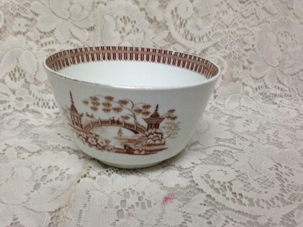 Antique, Rare, RD 24403, Brown- Blue Willow Rice or Gravy Bowl with Under-plate